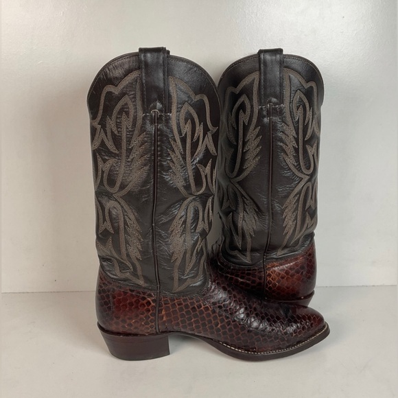 Vintage Texas Imperial Cowboy Boots 9.5 D Python Snakeskin Back Cut - Picture 14 of 16